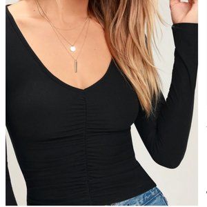 Black Ruched Long Sleeve